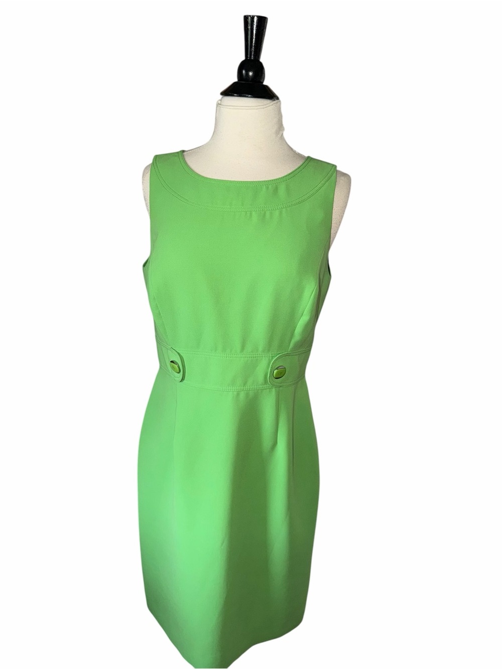 Tahari Arthur Levine lime green sheath dress women’s 8